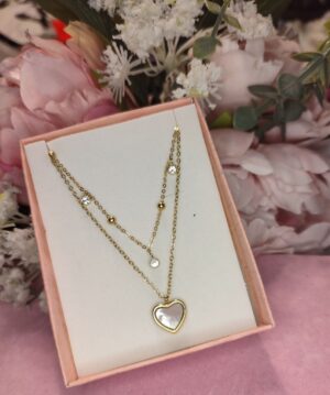 collana cuore perlato