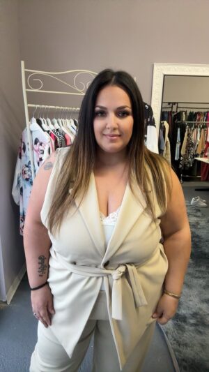 tailleur gilet beige