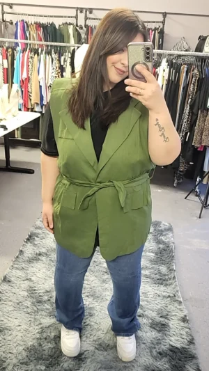 gilet in lino verde militare