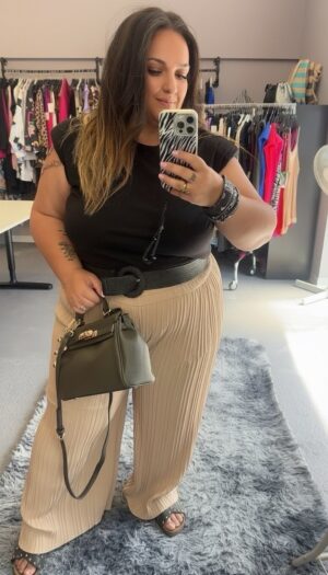 pantalone plissè beige